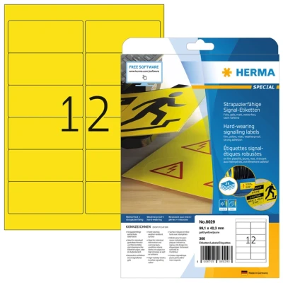 Afbeelding van Etiket HERMA 8029 99.1x42.3mm weerbestendig geel 300stuks