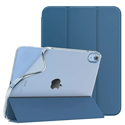 Afbeelding van TiMOVO iPad 10e generatie 2022 hoes, slanke hoes met standaard voor 11,9 inch, zachte TPU achterkant, lederen beschermhoes Smart Wallet 10 blauw abysse