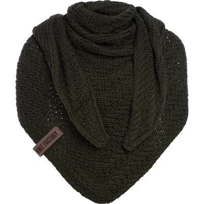 Afbeelding van Knit Factory Sally Halsdoek, Dames, Maat: One Size, Khaki