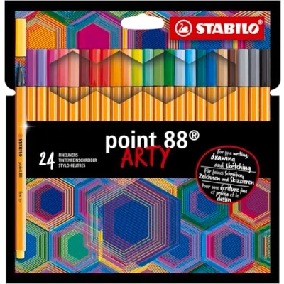 Afbeelding van Fineliner STABILO point 88 ARTY 24 stuks met ophanglus verschillende kleuren
