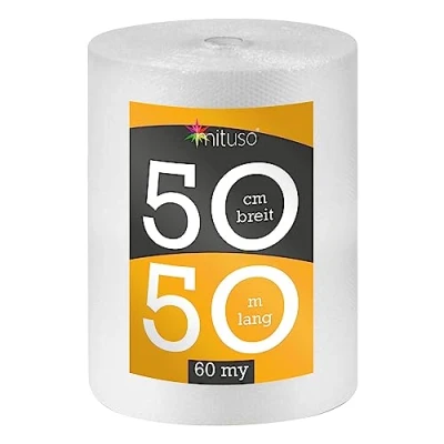 Afbeelding van Luchtkussenfolie 1 rol 0,5 x 50m (60my) premium kwaliteit ideaal voor verzending, verhuizing, verpakking/verpakkingsmateriaal mituso
