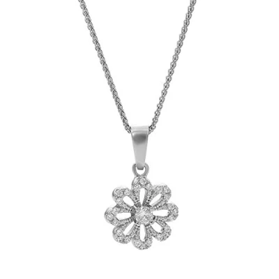 Afbeelding van Orphelia ZH 7305 Hanger Flower + ketting Zilver 925 Zirkonia 2 cm