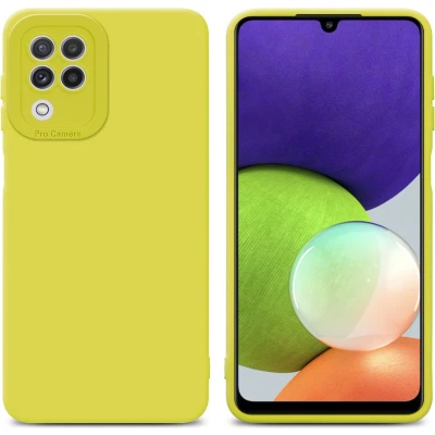 Afbeelding van Cadorabo Hoesje geschikt voor Samsung Galaxy A22 4G in FLUID GEEL Beschermhoes TPU silicone Cover Case