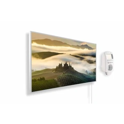 Afbeelding van Könighaus infraroodverwarming met fotomotief 1200 Watt + slimme thermostaat &amp; app Energiebesparende infrarood wandverwarming opdruk Wit frame (09. Uitzicht Toscane)