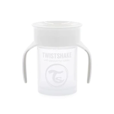 Afbeelding van Twistshake 360 Cup Drinkbeker 230 ml met Ergonomische Handgrepen en Bekerdeksel, Lekvrije Drinkrand Trainingsbeker, Sippy Cup, 6+ Maanden, BPA Vrij, Wit