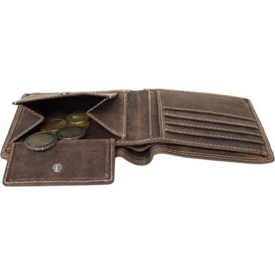 Afbeelding van Portemonnee Heren Portefeuille Billfold Leer Buffelleer Cognac