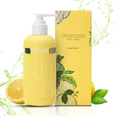 Afbeelding van ONSENSOU Body Milk KABOSU bodycrème droge huid retinol sheaboter squalaan lichaamsverzorging citrusgeur vochtinbrengend alcoholvrij hydraterende melk Gemaakt in Japan 250ml