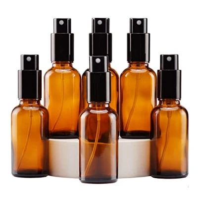 Afbeelding van Yizhao Amber Glass Spray Bottle 30ml, met Kleine Fijne Nevelspray, Metalen Dop, Navulbaar voor Essentiële Olie, Reizen, Schoonmaken, Parfum, Aromatherapie, Make up 6 Stuks