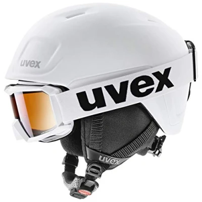 Afbeelding van uvex heyya pro set skihelm incl. skibril voor kinderen individueel passysteem contrastverhogend white black 51 55 cm