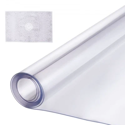 Afbeelding van VEVOR tafelkleed van kunststof, 914 x 1219 mm, dikte 1,5 transparante afdekking, rechthoekig, waterdicht, gemakkelijk te reinigen, voor bureau, eettafel, nachtkastje