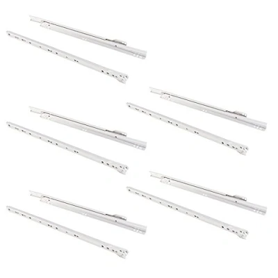 Afbeelding van Emuca Ladelopers 450mm met gedeeltelijke verlenging in witte kleur, set van 5 schuifregelaars voor lade