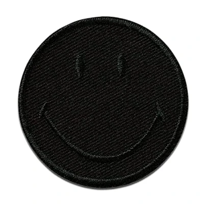 Afbeelding van Mono Quick Smiley © Zwart Lapjes Appliqués overdrukplaatjes Applicaties opnaaien opstrijken Lap Patches, Maat: 5 x cm