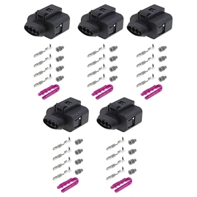 Afbeelding van ECSiNG 5 Sets Auto 4 pins Vrouwelijke Connectoren met Terminals &amp; Seals Inlaat Druksensor Connector 1J0973704 Compatibel VW Audi