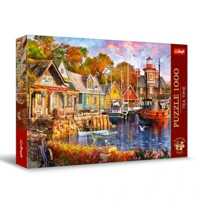 Afbeelding van Trefl Premium Plus Quality Puzzle Tea Time: Hoekje aan zee 1000 stukjes, Serie geschilderde nostalgische afbeeldingen, Perfect passende elementen, voor volwassenen en kinderen vanaf 12 jaar
