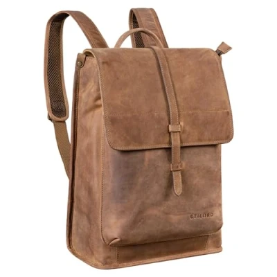 Afbeelding van STILORD &#039;Foster&#039; Lederen Rugzak Grote Fiets Vintage Laptop Tas Business Werk voor Mannen Vrouwen Echt Leder, Kleur:middel bruin