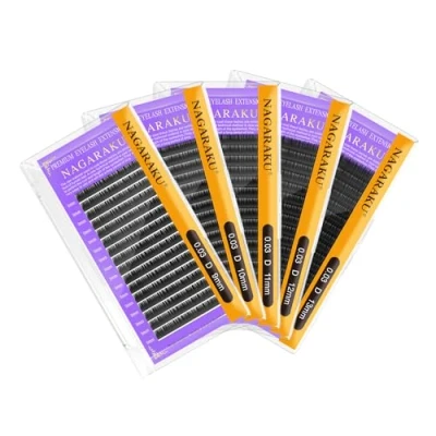 Afbeelding van NAGARAKU 5 Pak Wimperuitbreiding Klassieke Volume Wimper Extensies Individuele Enkele Wimpers Zacht Mat Zwart Verlenging 16 Rijen (0.03 D Krul 9/10/11/12/13mm Mix)