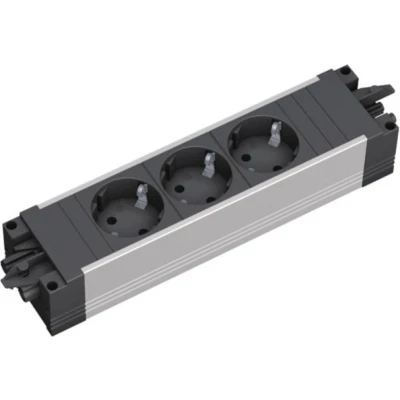 Afbeelding van Bachmann stekkerdoos met Wieland GST18® installatiestekker en 3 contacten / zwart/zilver
