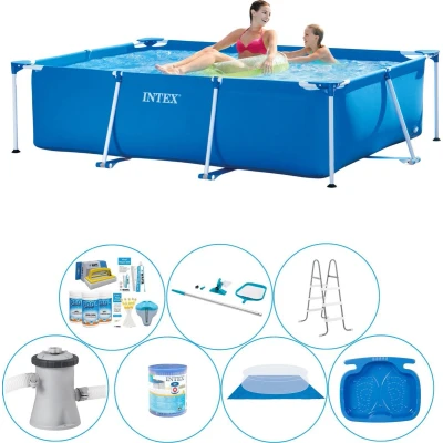 Afbeelding van Intex Frame Pool Rechthoekig 220x150x60 cm 8 delig Zwembad Bundel