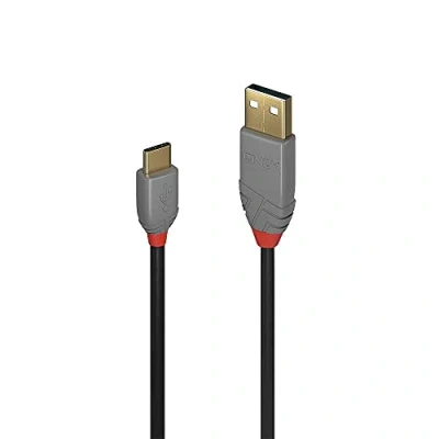 Afbeelding van Lindy 36887 2m USB A C Mannelijk Zwart, Grijs kabel
