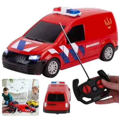 Afbeelding van Cheqo® RC Brandweerauto met Licht Brandweer Auto Speelgoed en Geluid Speelgoedauto Afstandsbediening Interactief Kinderspeelgoed