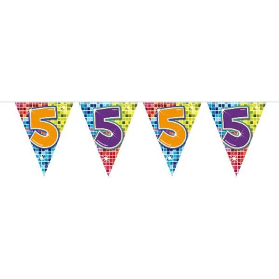 Afbeelding van Vlaggenlijn 5 jaar Birthday Blocks 6 meter