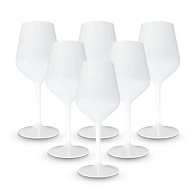 Afbeelding van BRYNA Wijnglas 33 Cl van polycarbonaat (hard plastic), 100% Italiaans design, onbreekbare glazen, herbruikbaar en vaatwasmachinebestendig, wit