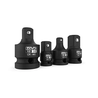Afbeelding van LEXIVON Impact Socket Adapter and Reducer 4 Piece Set 1/4&quot; 3/8&quot; 1/2&quot; Driver Conversions, Chrome Molybdenum alloy steel (LX 112)
