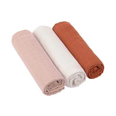 Afbeelding van Lassig Swaddle &amp; Burp Blanket Powder Pink/Milky/Rust 3 Stuks Hydrofiel Luier 1312008994