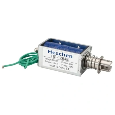 Afbeelding van Hechen elektromagneet, HS 1264B, DC12V, 55N, 10mm slag, push pull type open frame deurslot