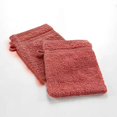 Afbeelding van Douceur d&#039;Intérieur, 2 washandjes, 15 x 21 cm, terracotta, 100% katoen, zachtheid