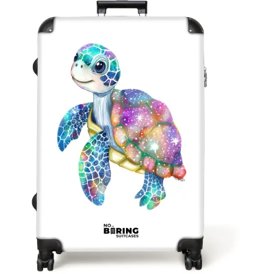 Afbeelding van NoBoringSuitcases.com® Koffer groot Reiskoffer lichtgewicht Kleurrijke schildpad als mozaïek Rolkoffer met 4 wielen Grote trolley XL 98 liter bagage