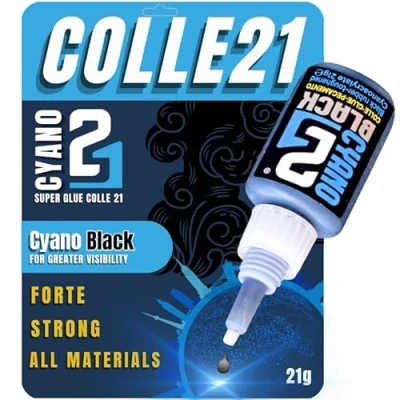Afbeelding van COLLE 21 BLACK 21gr Super Lijm Cyanoacrylaat Zwart. Voor modellering en Bricolage.