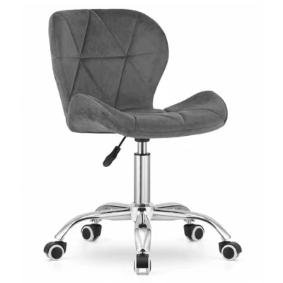 Afbeelding van AVOLA DORY 21 Draaistoel Donkergrijs, Ergonomisch en Verstelbare Zithoogte, 5 Poot Chrome Basis, Velvet Zitting, Geschikt voor Thuis Kantoor, Max. 110 kg