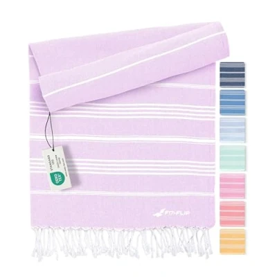 Afbeelding van Fit Flip Hamamdoek Strandhanddoek XXL van 100% gerecycled katoen sneldrogend strandlaken, fouta, pestemal Turkse handdoek ideaal als hamam saunahanddoek en sarong Lila 100x200cm Sultan
