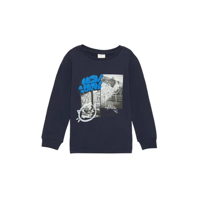 Afbeelding van s.Oliver Weiches MIT Frontprint Longsleeve voor kinderen, Maat: 116/122, Navy