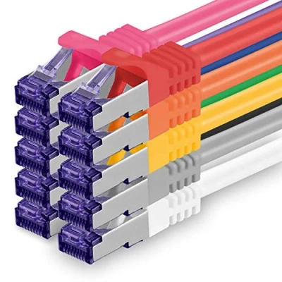 Afbeelding van Cat.7 Ethernet Cable Gigabit LAN Netwerkkabel RJ45 set 1m 10 kleuren stuks Cat7 kabel Patchkabel (SFTP PIMF LSZH) ruwe Gb/s met Rj 45 connector Cat.6a x 1 meter
