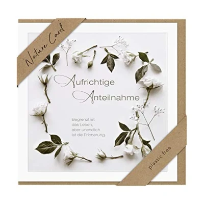 Afbeelding van bsb Rouwkaart met liefdevol motief Nature Card duurzame rouwkaarten condoleancekaarten envelop bedankkaarten verdriet kaarten voor 15,5 x cm