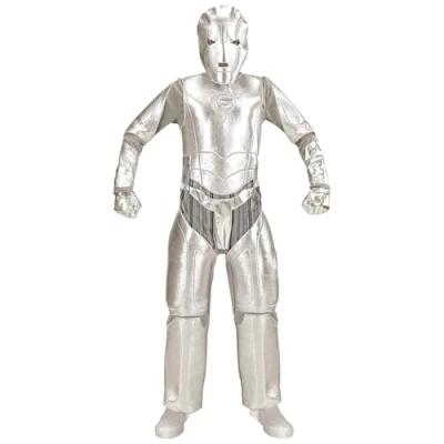 Afbeelding van Widmann Science Fiction &amp; Space Kostuum Invader Tin Man Jongen Zilver Maat 140 Carnavalskleding Verkleedkleding