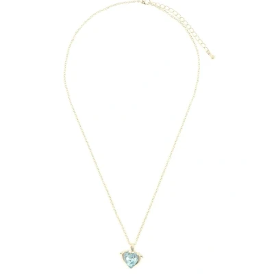 Afbeelding van Behave Dames ketting zilver kleur met hartje blauw steentje 40 cm