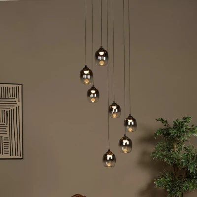 Afbeelding van Lucide TAMINO Hanglamp Ø 52 cm LED Dimb. 7x7W 3000K Zwart