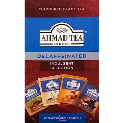 Afbeelding van Ahmad Tea Zwarte thee Cafeïnevrije heerlijke selectie vanille, zoete karamel, chocolade en hazelnoot, kaneelkruiden 20 zakjes theezakjes 1 pak