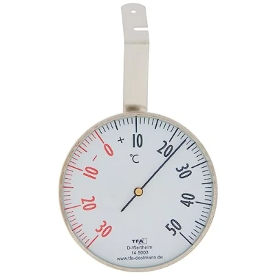Afbeelding van TFA Dostmann analoge vensterthermometer, 14.5003, van roestvrij staal met tweekleurige schaal, weerbestendig, (L) 75 x (B) 28 (H) 126 mm