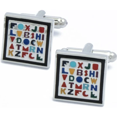 Afbeelding van Manchetknopen Gekleurde Letters Vierkant