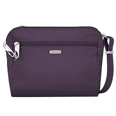 Afbeelding van Travelon Klassieke converteerbare Crossbody tas voor dames, crossbodytas, eenheidsmaat, Paars, 8 x 7 2, Convertible &amp; Taille Pack