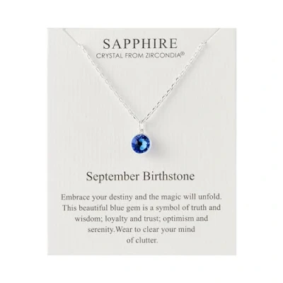 Afbeelding van Philip Jones September (saffier) geboortesteen ketting gemaakt met Zirkondia® kristallen, Kristal, Kristal