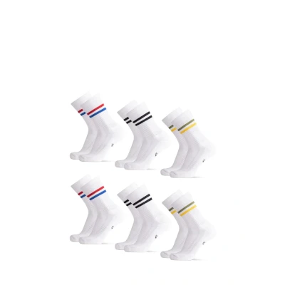 Afbeelding van DANISH ENDURANCE Retro Crew Sokken, Dames &amp; Heren, Sport en Casual, 6 paar, Veelkleurig (2xZwart Gestreept, 2xGroen/Geel 2xRood/Blauw Gestreept) 35 38