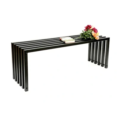 Afbeelding van DanDiBo Tuinbank, metaal, massief, weerbestendig, zwart, 120 cm, moderne zitbank, parkbank, bloemenbank