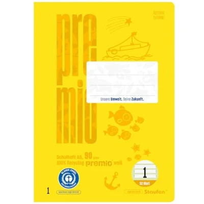 Afbeelding van Staufen premio schriften 5 schriften, elk 32 vel, formaat 1, DIN A5, 90 g/m², gelijnd 5/5/5 mm