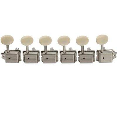 Afbeelding van Musiclily Pro Vintage stijl Split as 6 in lijn Gitaar Stemmechanieken Tuners voor Squier Classic Vibe Strat/Tele Style, Nikkel met Off Witte Knoop