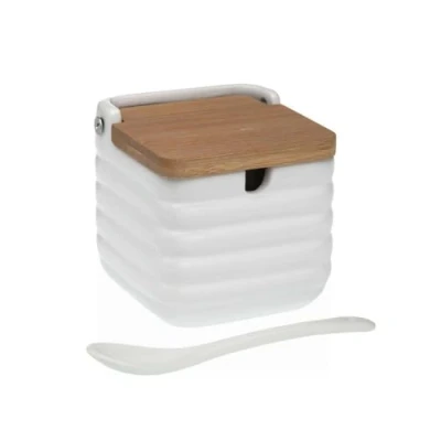 Afbeelding van Suikerpot Versa Wit Keramisch Bamboe Dolomite 8,3 x cm